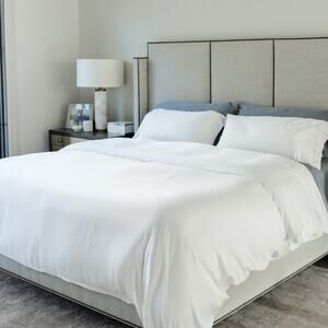 Cariloha White Viscose Bamboo Sateen King Duvet Cover Super Soft!
